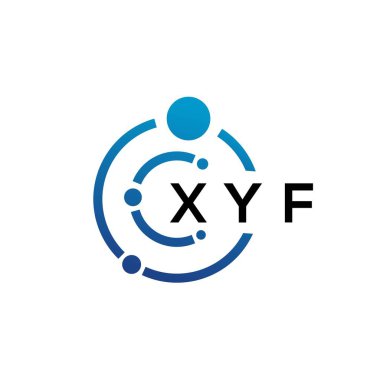 Beyaz arka planda XYF harfli teknoloji logosu tasarımı. XYF yaratıcı baş harfleri IT logosu konsepti. XYF harf tasarımı.