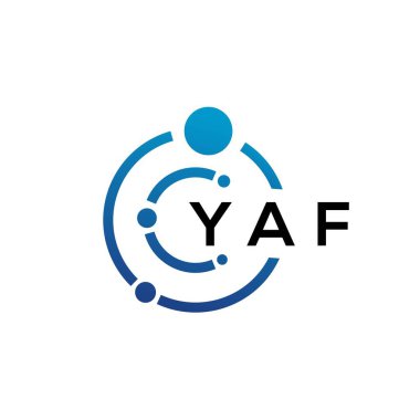 Beyaz arka planda YAF mektup teknolojisi logosu tasarımı. YAF yaratıcı baş harfleri IT logosu konsepti. YAF harf tasarımı.