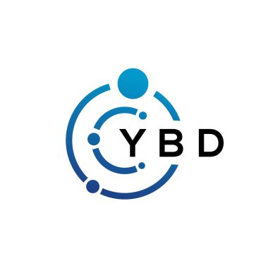 Beyaz arka planda YBD harfli teknoloji logosu tasarımı. YBD yaratıcı baş harfleri IT logosu konsepti. YBD harf tasarımı.