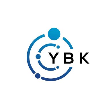 Beyaz arka planda YBK harfli teknoloji logosu tasarımı. YBK yaratıcı harflerin baş harfleri IT logosu kavramı. YBK harf tasarımı.