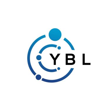 Beyaz arka planda YBL harfli teknoloji logosu tasarımı. YBL yaratıcı baş harfleri IT logosu konsepti. YBL harf tasarımı.