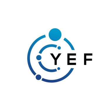Beyaz arka planda YEF mektup teknolojisi logosu tasarımı. YEF yaratıcı baş harfleri IT logosu konsepti. YEF harf tasarımı.