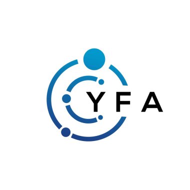 Beyaz arka planda YFA harfli teknoloji logosu tasarımı. YFA 'nın baş harfleri IT logosu konsepti. YFA harf tasarımı.