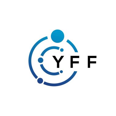 Beyaz arka planda YFF harfli teknoloji logosu tasarımı. Yaratıcı harflerin baş harfleri IT logosu. YFF harf tasarımı.