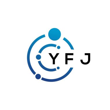 Beyaz arka planda YFJ harfli teknoloji logosu tasarımı. YFJ 'in baş harfleri IT logosu konsepti. YFJ harf tasarımı.