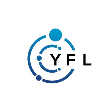 Beyaz arka planda YFL mektup teknolojisi logosu tasarımı. YFL yaratıcı baş harfleri IT logosu konsepti. YFL harf tasarımı.