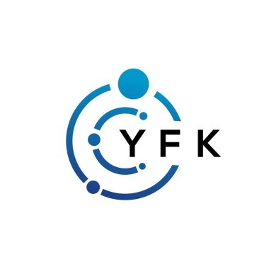Beyaz arka planda YFK harfli teknoloji logosu tasarımı. YFK yaratıcı harflerin baş harfleri IT logosu kavramı. YFK harf tasarımı.