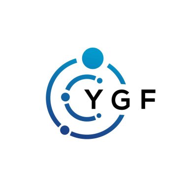 Beyaz arka planda YGF mektup teknolojisi logosu tasarımı. YGF 'nin baş harfleri IT logosu konsepti. YGF harf tasarımı.