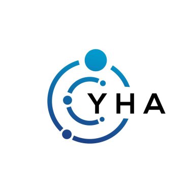 Beyaz arka planda YHA mektup teknolojisi logosu tasarımı. YHA yaratıcı baş harfleri IT logosu konsepti. YHA harf tasarımı.