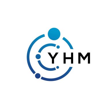 Beyaz arka planda YHM harfli teknoloji logosu tasarımı. YHM yaratıcı baş harfleri IT logosu konsepti. YHM harf tasarımı.