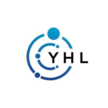Beyaz arka planda YHL harfli teknoloji logosu tasarımı. YHL yaratıcı baş harfleri IT logosu konsepti. YHL harf tasarımı.