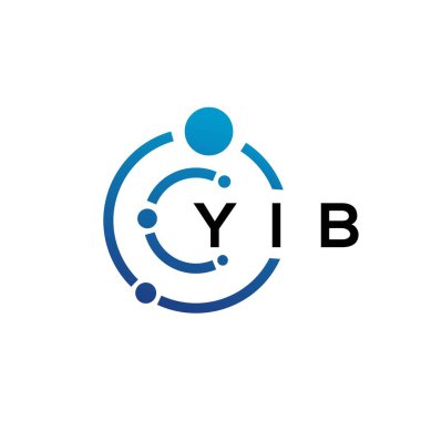 Beyaz arka planda YIB harfli teknoloji logosu tasarımı. YIB yaratıcı harflerin baş harfleri IT logosu kavramı. YIB harf tasarımı.
