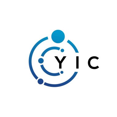 Beyaz arka planda YIC harfli teknoloji logosu tasarımı. YIC yaratıcı harflerin baş harfleri IT logosu kavramı. YIC harf tasarımı.