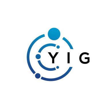 Beyaz arka planda YIG harfli teknoloji logosu tasarımı. YIG yaratıcı baş harfleri IT logosu konsepti. YIG harf tasarımı.