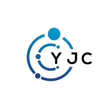 Beyaz arka planda YJC harfli teknoloji logosu tasarımı. YJC yaratıcı harflerin baş harfleri IT logosu konsepti. YJC harf tasarımı.