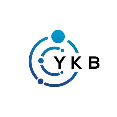 Beyaz arka planda YKB harfli teknoloji logosu tasarımı. YKB yaratıcı baş harfleri IT logosu konsepti. YKB harf tasarımı.