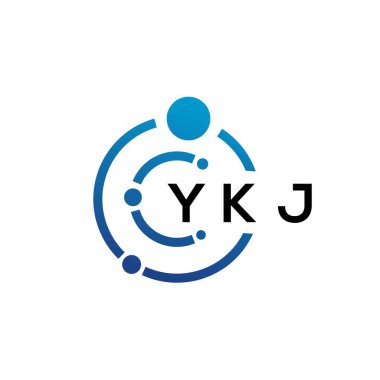 Beyaz arka planda YKJ harfli teknoloji logosu tasarımı. YKJ 'in baş harfleri IT logosu konsepti. YKJ harf tasarımı.