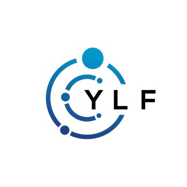 Beyaz arka planda YLF harfli teknoloji logosu tasarımı. YLF yaratıcı harflerin baş harfleri IT logosu konsepti. YLF harf tasarımı.