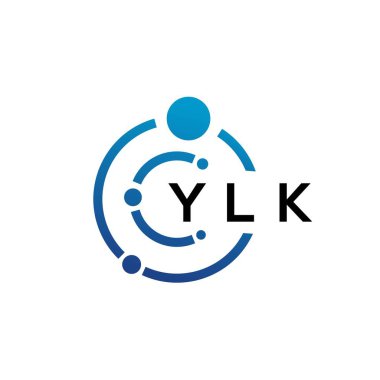 Beyaz arka planda YLK harfli teknoloji logosu tasarımı. YLK yaratıcı harflerin baş harfleri IT logosu kavramı. YLK harf tasarımı.