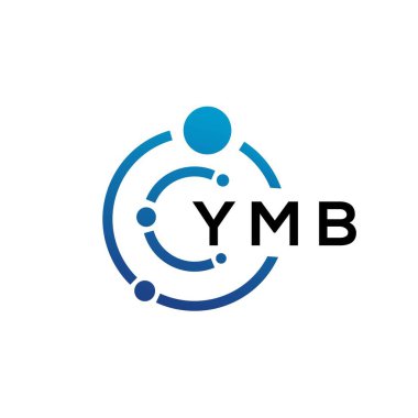 Beyaz arka planda YMB harfli teknoloji logosu tasarımı. YMB yaratıcı baş harfleri IT logosu konsepti. YMB harf tasarımı.