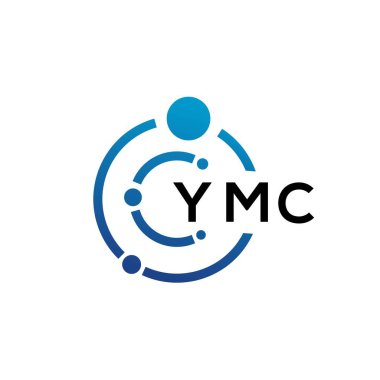 Beyaz arka planda YMC harfli teknoloji logosu tasarımı. YMC yaratıcı baş harfleri IT logosu konsepti. YMC harf tasarımı.