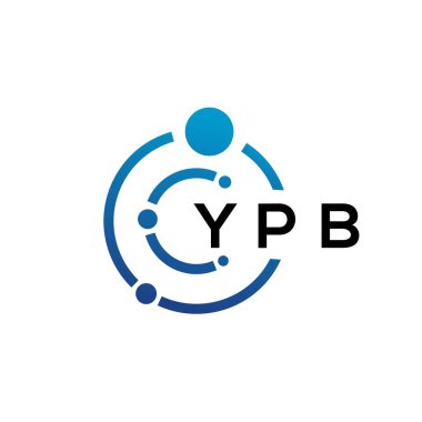 Beyaz arka planda YPB harfli teknoloji logosu tasarımı. YPB yaratıcı baş harfleri IT logosu konsepti. YPB harf tasarımı.