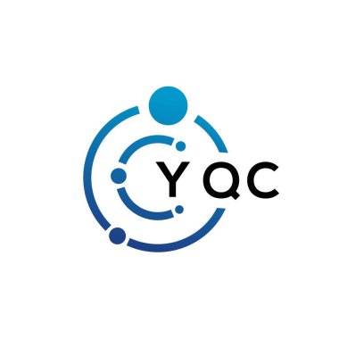Beyaz arka planda YQC harfli teknoloji logosu tasarımı. YQC yaratıcı harflerin baş harfleri IT logosu kavramı. YQC harf tasarımı.