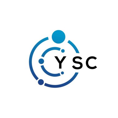 Beyaz arka planda YSC harfli teknoloji logosu tasarımı. YSC yaratıcı harflerin baş harfleri IT logosu konsepti. YSC harf tasarımı.