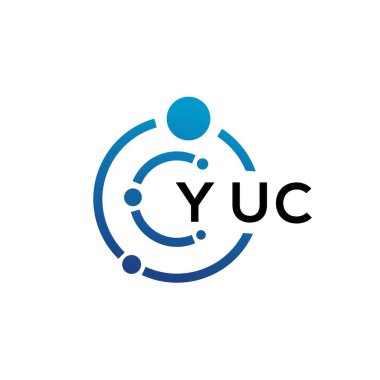 Beyaz arka planda YUC harfli teknoloji logosu tasarımı. YUC yaratıcı baş harfleri IT logosu konsepti. YUC harf tasarımı.