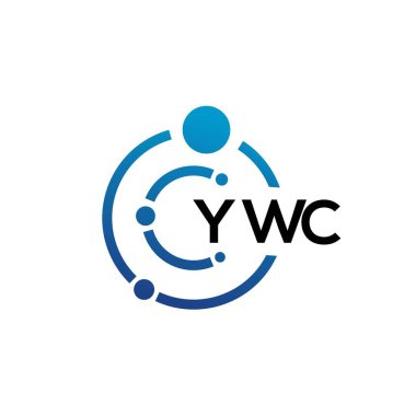 Beyaz arka planda YWC harfli teknoloji logosu tasarımı. YWC yaratıcı baş harfleri IT logosu konsepti. YWC harf tasarımı.