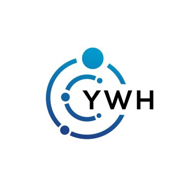 Beyaz arka planda YWH harfli teknoloji logosu tasarımı. YWH yaratıcı baş harfleri IT logosu konsepti. YWH harf tasarımı.