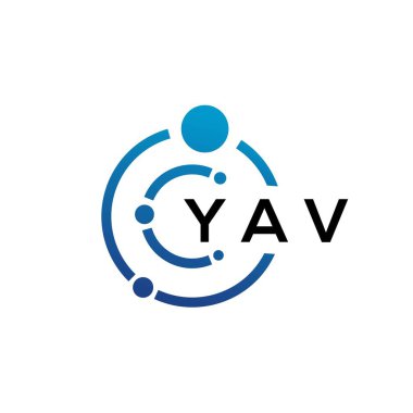 Beyaz arka planda YAV harfli teknoloji logosu tasarımı. YAV yaratıcı baş harfleri IT logosu konsepti. YAV harf tasarımı.