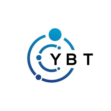 Beyaz arka planda YBT harfli teknoloji logosu tasarımı. YBT yaratıcı baş harfleri IT logosu konsepti. YBT harf tasarımı.
