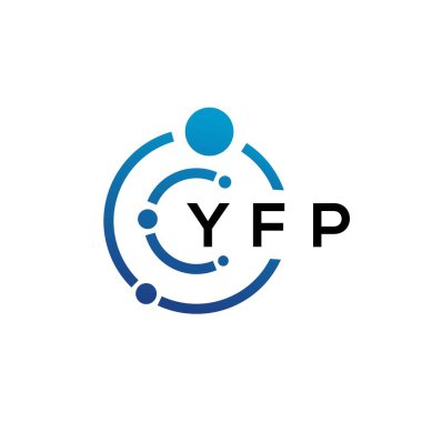Beyaz arka planda YFP harfli teknoloji logosu tasarımı. YFP yaratıcı baş harfleri IT logosu konsepti. YFP harf tasarımı.