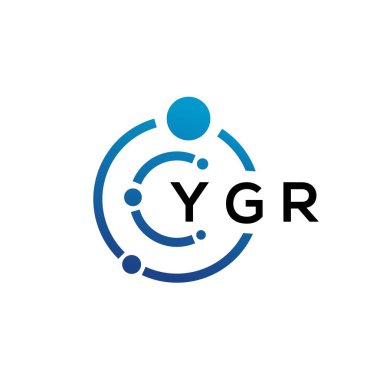 Beyaz arka planda YGR harfli teknoloji logosu tasarımı. YGR yaratıcı baş harfleri IT logosu konsepti. YGR harf tasarımı.