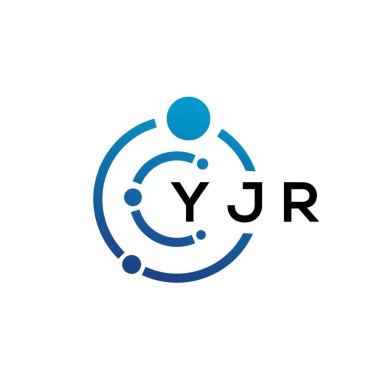 Beyaz arka planda YJR harfli teknoloji logosu tasarımı. YJR yaratıcı baş harfleri IT logosu konsepti. YJR harf tasarımı.