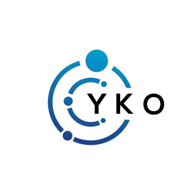 Beyaz arka planda YKO harfli teknoloji logosu tasarımı. YKO yaratıcı baş harfleri IT logosu konsepti. YKO harf tasarımı.