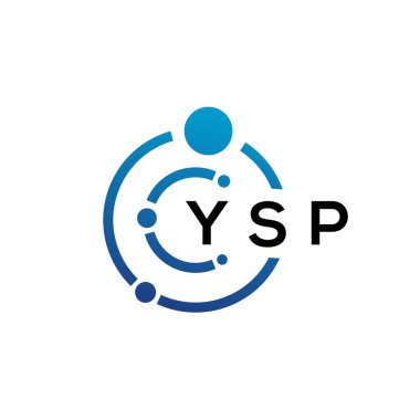 Beyaz arka planda YSP harfli teknoloji logosu tasarımı. YSP yaratıcı baş harfleri IT logosu konsepti. YSP harf tasarımı.