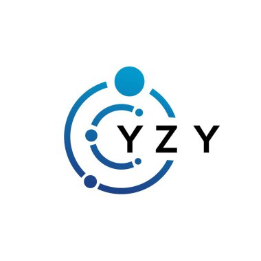 Beyaz arka planda YZY harfli teknoloji logosu tasarımı. YZY yaratıcı baş harfleri IT logosu konsepti. YZY harf tasarımı.