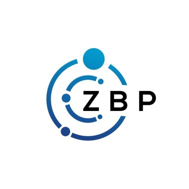 Beyaz arka planda ZBP harfli teknoloji logosu tasarımı. ZBP yaratıcı baş harfleri IT logosu konsepti. ZBP harf tasarımı.
