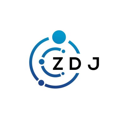 Beyaz arka planda ZDJ harfli teknoloji logosu tasarımı. ZDJ yaratıcı baş harfleri IT logosu konsepti. ZDJ harf tasarımı.