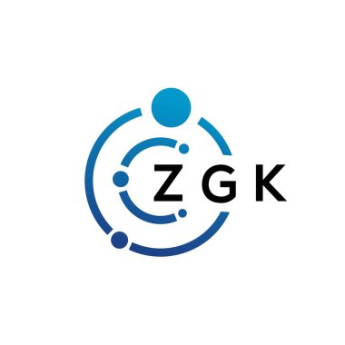 Beyaz arka planda ZGK harfli teknoloji logosu tasarımı. ZGK yaratıcı harflerin baş harfleri IT logosu kavramı. ZGK harf tasarımı.