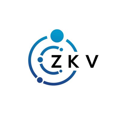 Beyaz arka planda ZKV harfli teknoloji logosu tasarımı. ZKV yaratıcı baş harfleri IT logosu konsepti. ZKV harf tasarımı.