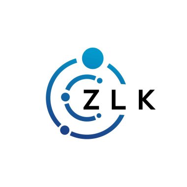 Beyaz arka planda ZLK harfli teknoloji logosu tasarımı. ZLK yaratıcı harflerin baş harfleri IT logosu kavramı. ZLK harf tasarımı.