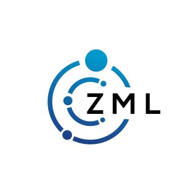 Beyaz arka planda ZML harfli teknoloji logosu tasarımı. ZML yaratıcı baş harfleri IT logosu konsepti. ZML harf tasarımı.