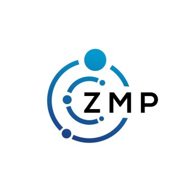 Beyaz arka planda ZMP harfli teknoloji logosu tasarımı. ZMP yaratıcı harflerin baş harfleri IT logosu konsepti. ZMP harf tasarımı.