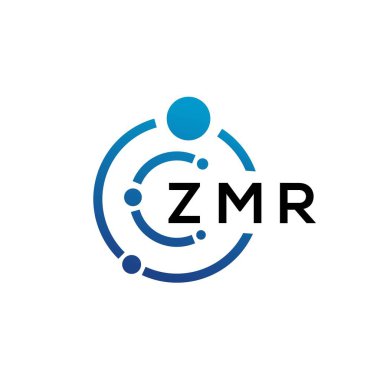 Beyaz arka planda ZMR harfli teknoloji logosu tasarımı. ZMR yaratıcı baş harfleri IT logosu konsepti. ZMR harf tasarımı.