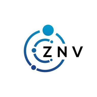 Beyaz arka planda ZNV harfli teknoloji logosu tasarımı. ZNV yaratıcı baş harfleri IT logosu konsepti. ZNV harf tasarımı.