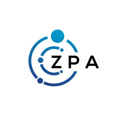 Beyaz arka planda ZPA teknolojisi logo tasarımı. ZPA yaratıcı baş harfleri IT logosu konsepti. ZPA harf tasarımı.