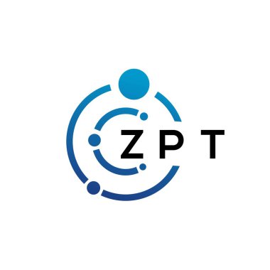 Beyaz arka planda ZPT harfli teknoloji logosu tasarımı. ZPT yaratıcı baş harfleri IT logosu konsepti. ZPT harf tasarımı.